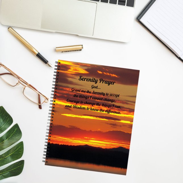 Serenity Prayer Orange Sunset Landscape Notebook (In Situ)