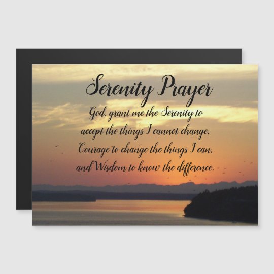 Serenity Prayer Orange Sunset Photo Magnetic Card | Zazzle.com