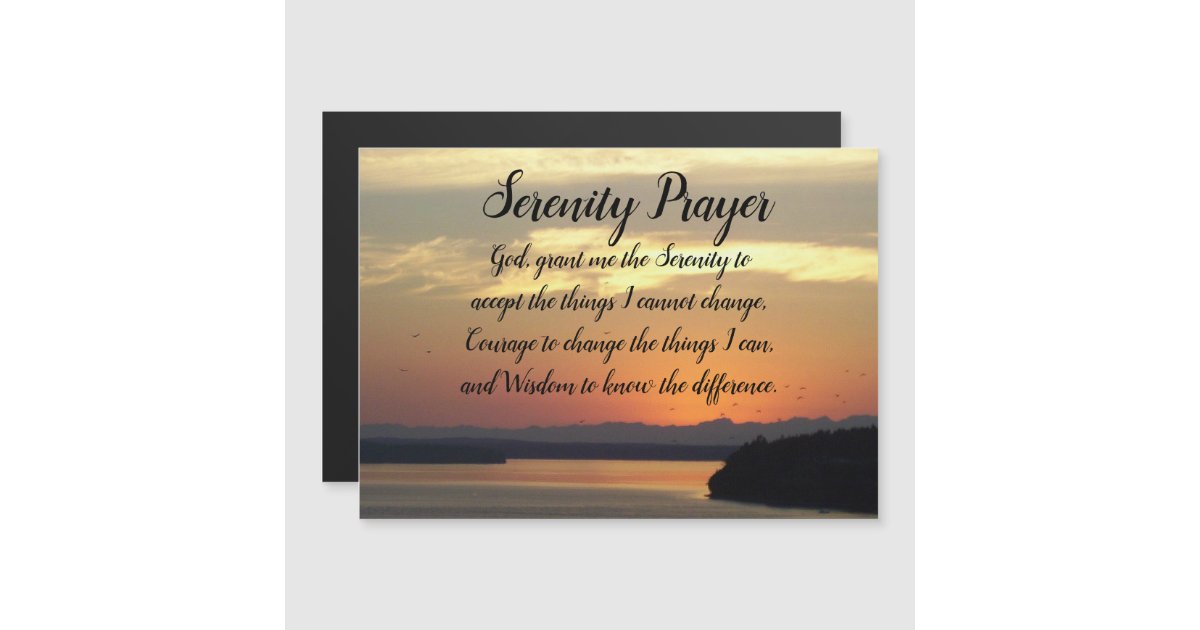 Serenity Prayer Orange Sunset Photo Magnetic Card | Zazzle.com