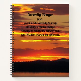 Serenity Prayer Orange Sunset Photo Notebook
