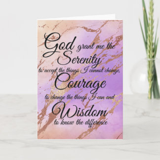 Serenity Prayer over pink, gold, rose gold back Card