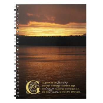 Serenity Prayer Over Sunset Journal by recoverystore at Zazzle