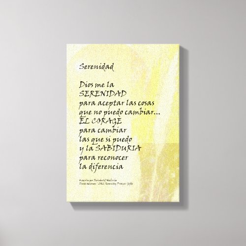 Serenity Prayer Pampas in Spanish Wrapped Canvas