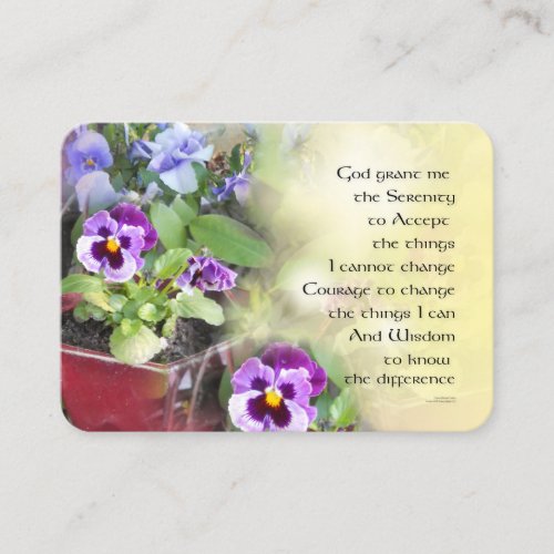 Serenity Prayer Pansies Business Card