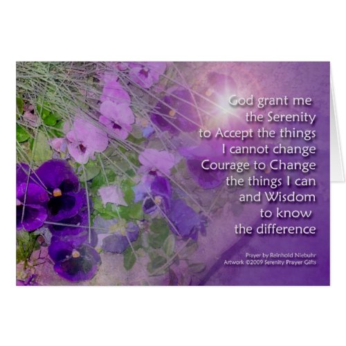 Serenity Prayer Pansies Card