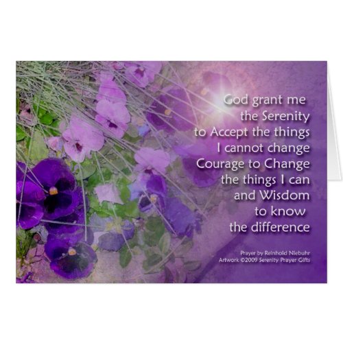 Serenity Prayer Pansies Greeting Card