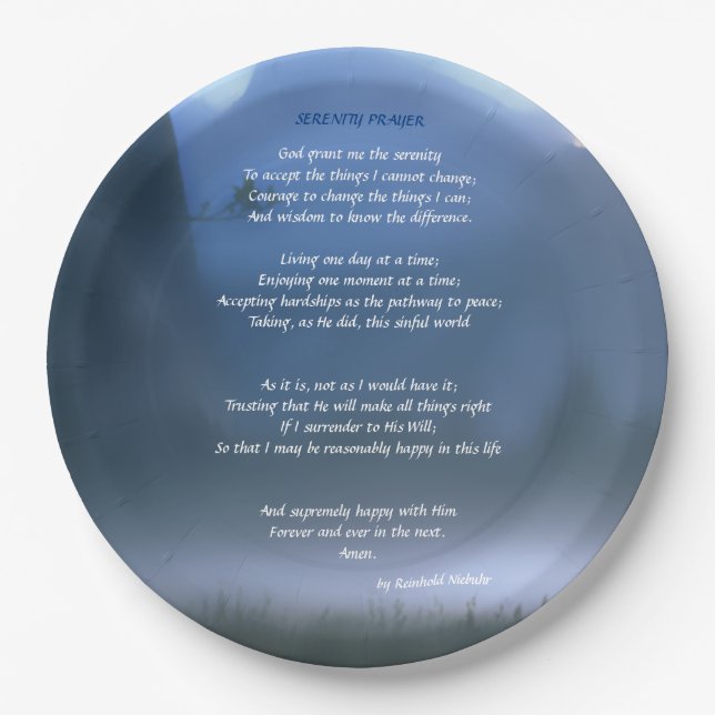 Serenity Prayer Paper Plates (Front)