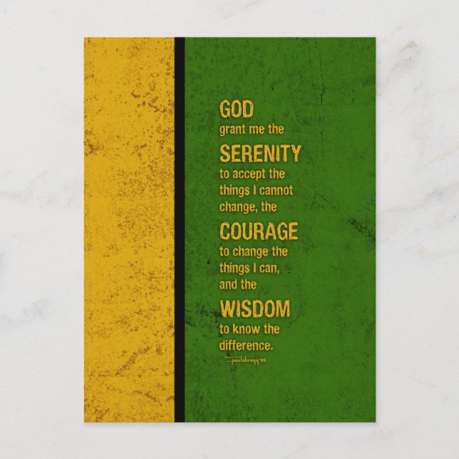 Serenity Prayer: Patriotic Jamaica Green Gold Postcard (Front)