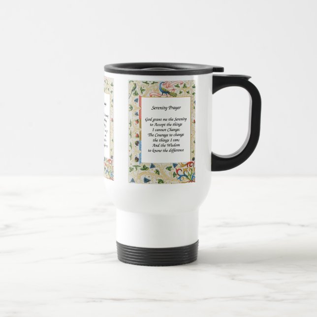 Serenity Prayer Peacock Motivational Travel Mug (Right)