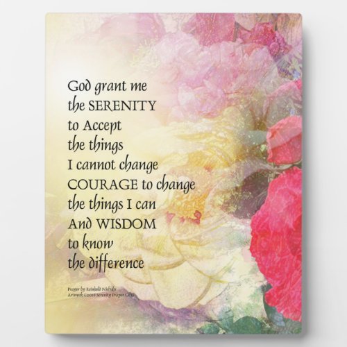 Serenity Prayer Peonies and Roses Plaque