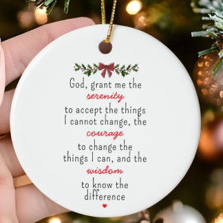 Serenity Prayer Personalized Christmas Ceramic Ornament