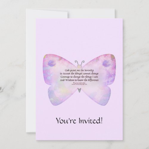 Serenity Prayer Pink and Lavender Butterfly Invitation