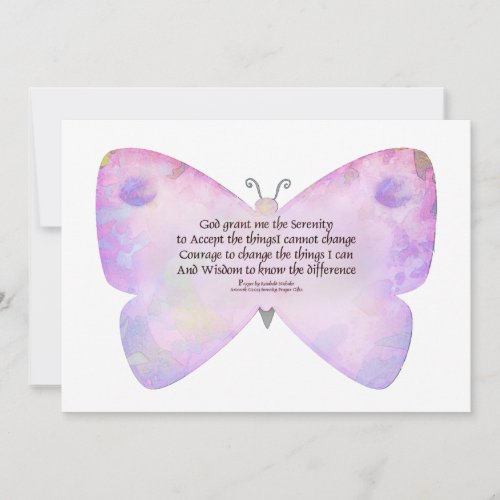 Serenity Prayer Pink and Lavender Butterfly Invitation