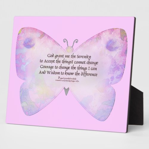 Serenity Prayer Pink and Lavender Butterfly Plaque