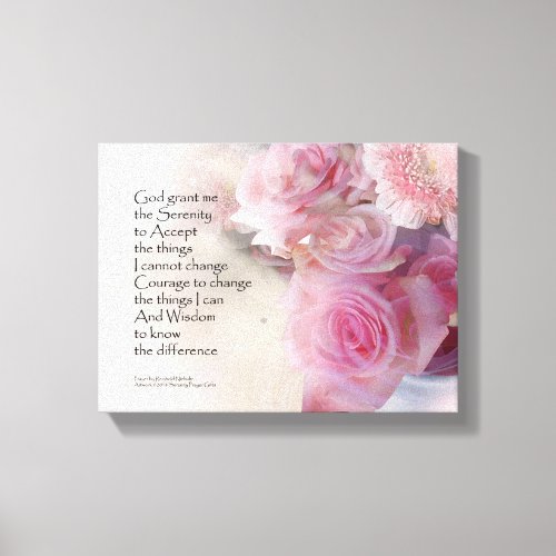 Serenity Prayer Pink Bouquet Canvas Print