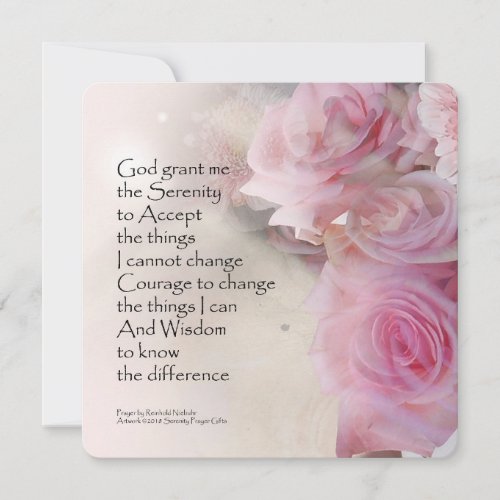 Serenity Prayer Pink Bouquet Invitation