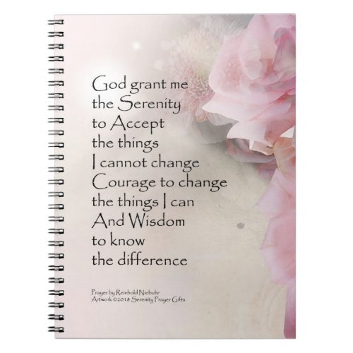 Serenity Prayer Pink Bouquet Notebook