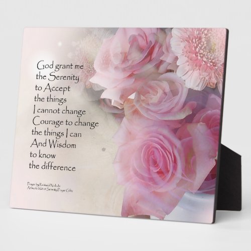 Serenity Prayer Pink Bouquet Plaque