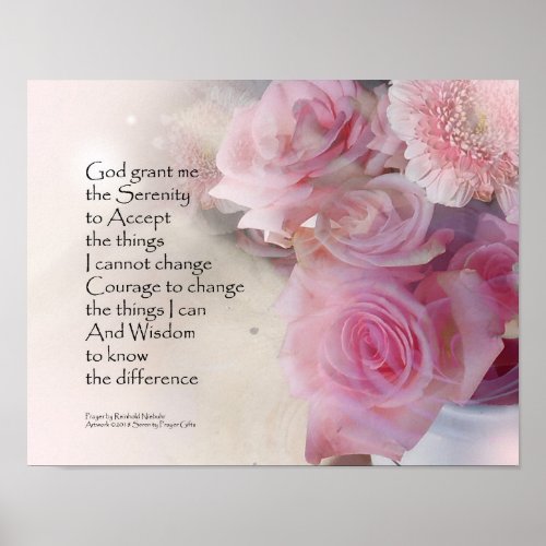 Serenity Prayer Pink Bouquet Poster