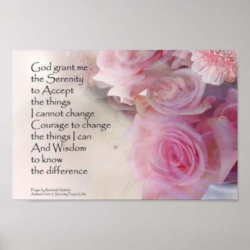 Serenity Prayer Pink Bouquet Poster