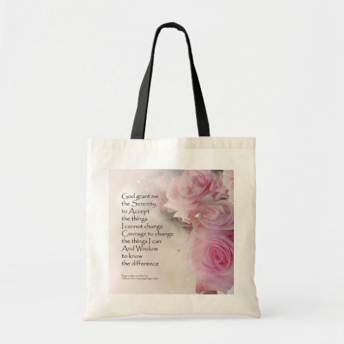 Serenity Prayer Pink Bouquet Tote Bag