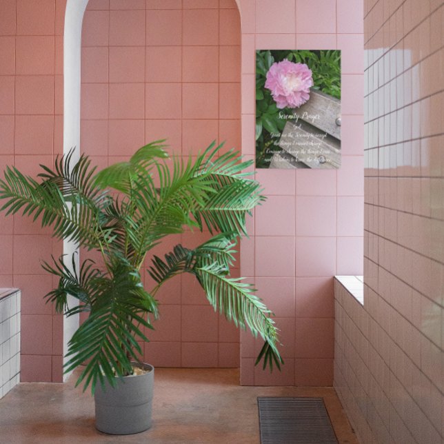 Serenity Prayer Pink Peony Bloom Floral Acrylic Print (In Situ)