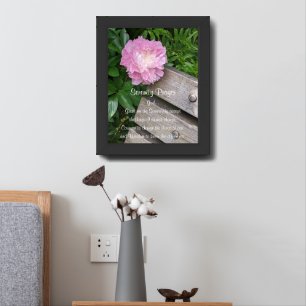 Serenity Prayer Pink Peony Bloom Floral Framed Art