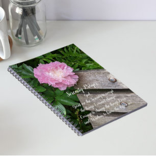 Serenity Prayer Pink Peony Bloom Floral Notebook