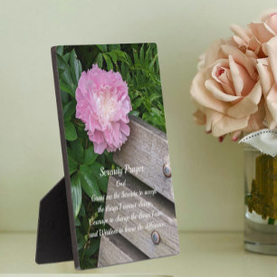 Serenity Prayer Pink Peony Bloom Floral Plaque