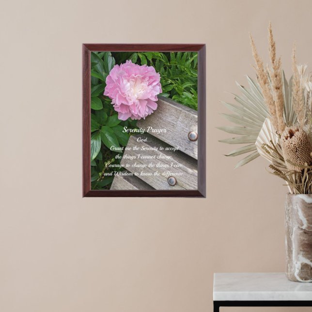 Serenity Prayer Pink Peony Bloom Wall Plaque (In Situ)