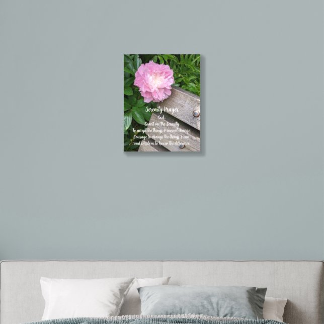 Serenity Prayer Pink Peony Floral Foam Core Photo Tile (Bedroom)