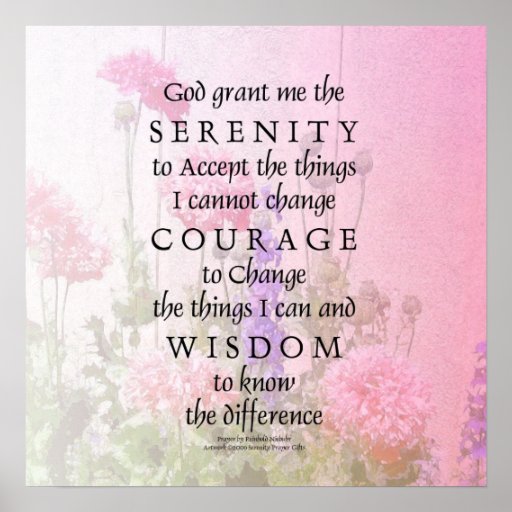 Serenity Prayer Pink Poppies Poster | Zazzle.com