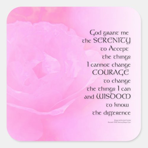 Serenity Prayer Pink Rose Blend Square Sticker