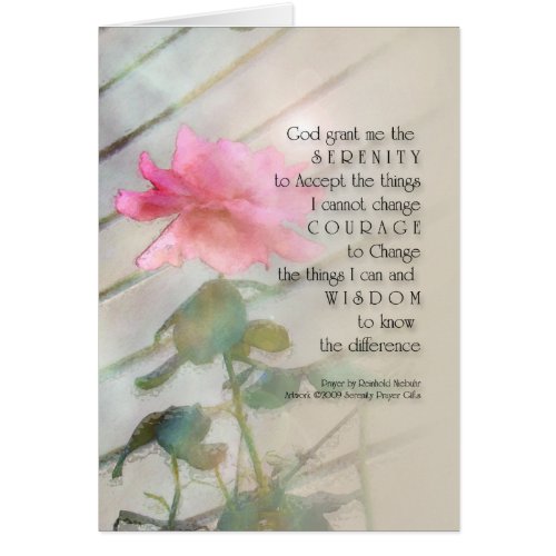 Serenity Prayer Pink Rose Card