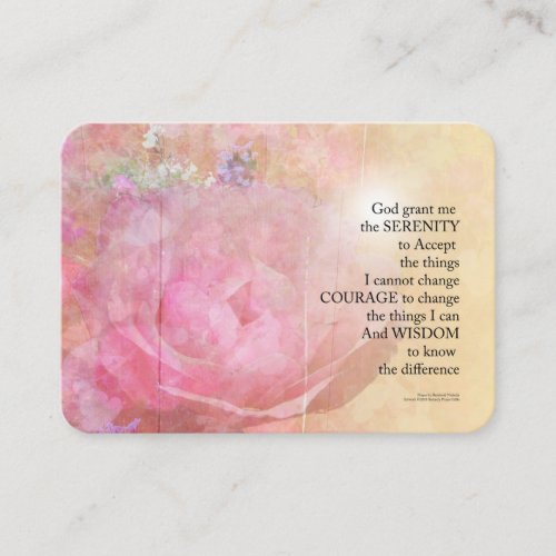 Serenity Prayer Pink Rose Floral Collage Business Card
