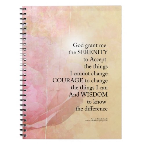 Serenity Prayer Pink Rose Floral Collage Notebook