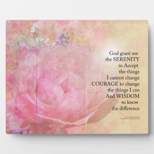 Serenity Prayer Pink Rose Floral Collage Plaque