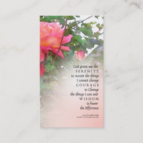 Serenity Prayer Pink Rose Profile Card