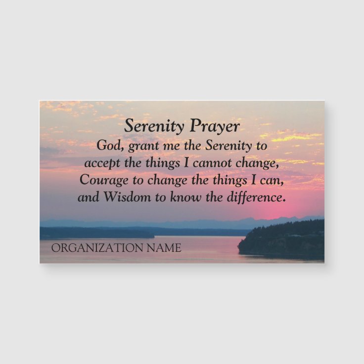 Serenity Prayer Pink Seascape Sunset Business Card | Zazzle