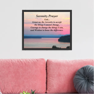 Serenity Prayer Pink Seascape Sunset Canvas Print