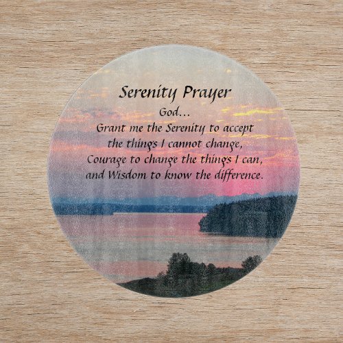 Serenity Prayer Pink Seascape Sunset Cutting Board