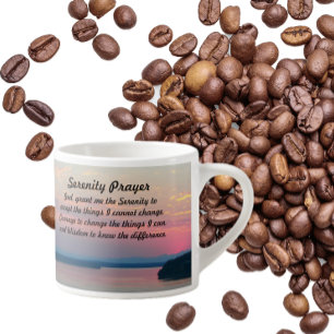 Serenity Prayer Pink Seascape Sunset Espresso Cup