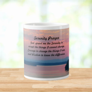 Serenity Prayer Pink Seascape Sunset Giant Coffee Mug