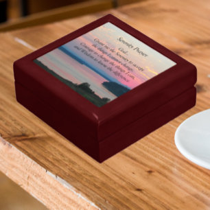 Serenity Prayer Pink Seascape Sunset Jewelry Box