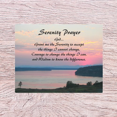 Serenity Prayer Pink Seascape Sunset Metal Print