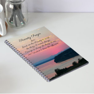 Serenity Prayer Pink Seascape Sunset Notebook