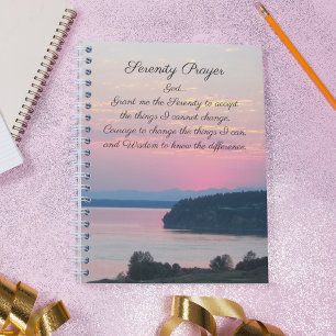 Serenity Prayer Pink Seascape Sunset Notebook
