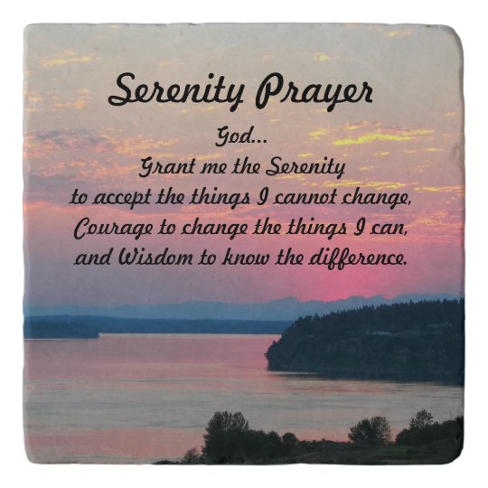 Serenity Prayer Pink Seascape Sunset Photo Trivet | Zazzle.com