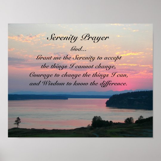 Serenity Prayer Pink Seascape Sunset Photographic Poster | Zazzle.com