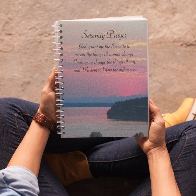 Serenity Prayer Pink Seascape Sunset Planner (In Situ)